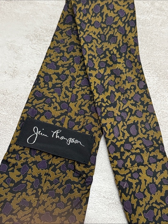 Jim Thompson Other - Jim Thompson Olive and Purple Abstract Silk Necktie